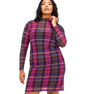 TORRID MINI Mesh Multi- Color Plaid Mock Neck Dress Plus Size 4X